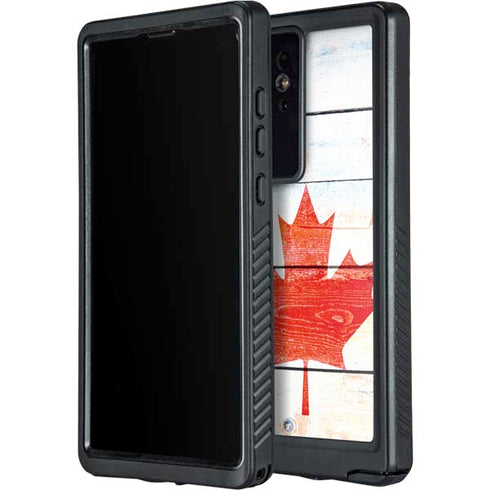 Canada Flag Light Wood Galaxy S24 Ultra Waterproof Case